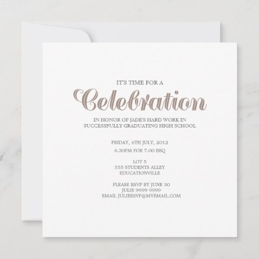 Graduate Class of 2012 Modern White Invite Einladung (Rückseite)