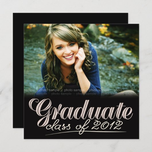 Graduate Class of 2012 Modern White Invite Einladung (Vorne/Hinten)