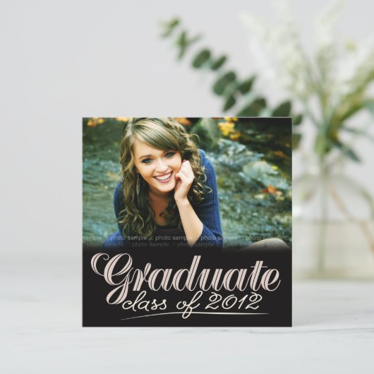 Graduate Class of 2012 Modern White Invite Einladung (Stehend Vorderseite)