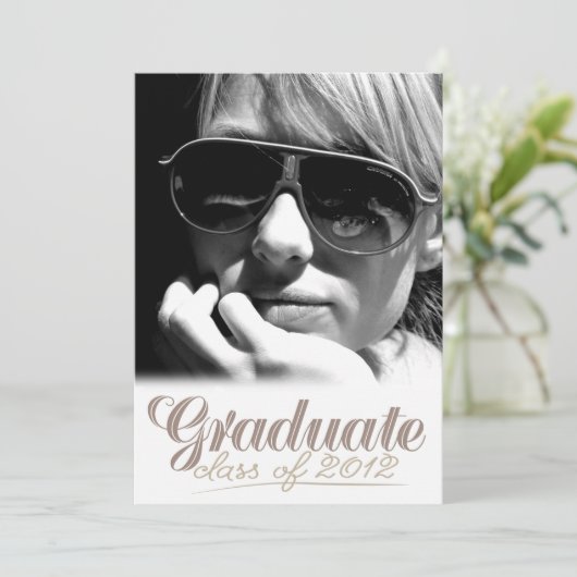 Graduate Class of 2012 Modern White Invite Einladung (Stehend Vorderseite)