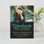 Graduate Class of 2013 Modern Blue Green Invite Einladung (Stehend Vorderseite)