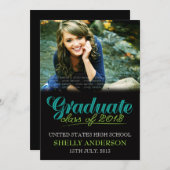 Graduate Class of 2013 Modern Blue Green Invite Einladung (Vorne/Hinten)