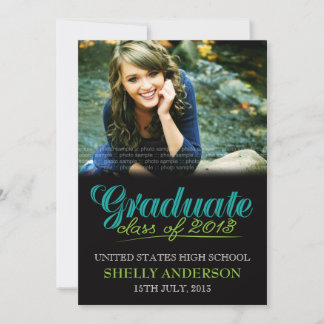 Graduate Class of 2013 Modern Blue Green Invite Einladung