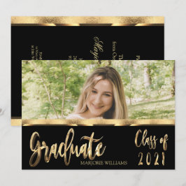 Graduate Class of 2021 Black and Gold Script Einladung