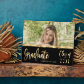 Graduate Class of 2021 Black and Gold Script Fotoplatte (Seite)