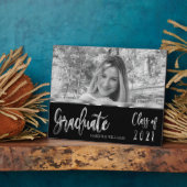 Graduate Class of 2021 Black and Silver Script Fotoplatte (Seite)