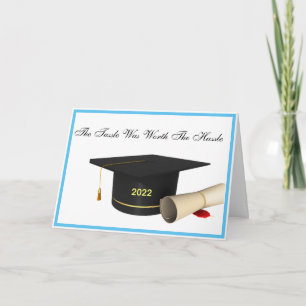 Graduate Class of 2022 Cap and Tassel Blue Border Karte
