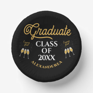 Graduate Class of 2022 Glückwunschs Gold Black Cu Pappteller