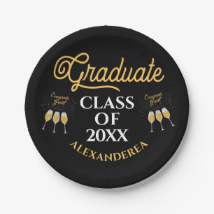 Graduate Class of 2022 Glückwunschs Gold Black Cu Pappteller