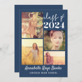 Graduate Class of 2024 Blue Printable Einladung (Vorne/Hinten)