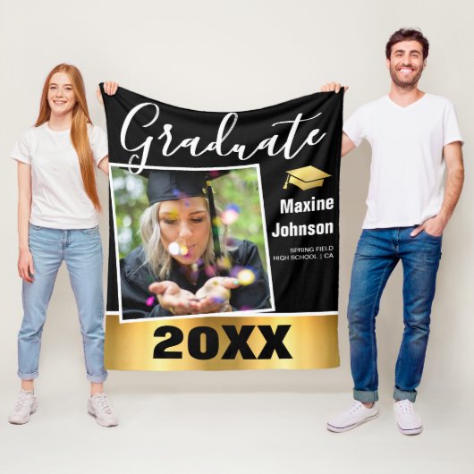 Graduate 'Class of 2024' Foto Abschluss Keepake Fleecedecke (Beispiel)