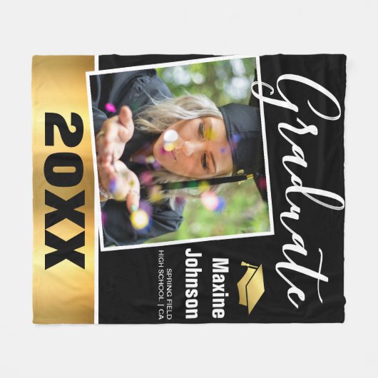 Graduate 'Class of 2024' Foto Abschluss Keepake Fleecedecke (Vorderseite (Horizontal))