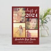 Graduate Class of 2024 Maroon Printable Einladung (Stehend Vorderseite)