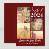 Graduate Class of 2024 Maroon Printable Einladung (Vorne/Hinten)