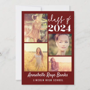 Graduate Class of 2024 Maroon Printable Einladung