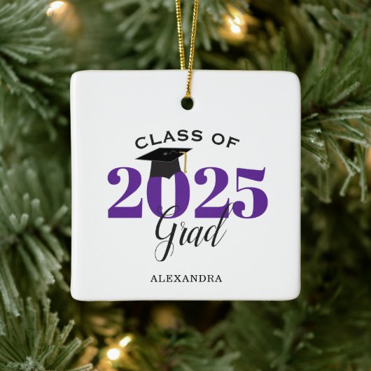 Graduate Class of 2025 Modernes Lila Keramikornament (Baum)
