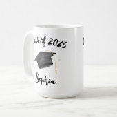 Graduate Class of 2025 Tasse, Personalisiert Gradu Kaffeetasse (Vorderseite Links)