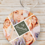 Graduate Class of 20XX Modern Graduation Cap Foto Schlüsselanhänger<br><div class="desc">Dieses einfache und moderne Design besteht aus Serifentypografie und fügt ein individuelles Foto hinzu. "Graduate Class of 20xx" Typografie umgeben von vier Fotos Ihres Abschlusses. Dies ist ein perfektes Geschenk für Abschluss-Absolventen!</div>