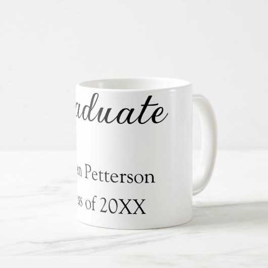 Graduate Class of 20XX simple minimale Abschluss m Kaffeetasse (VorderseiteRechts)
