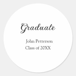 Graduate Class of 20XX simple minimale Abschluss m Runder Aufkleber