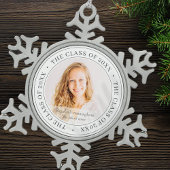 Graduate Class of 20XX Simple Modern Custom Foto Schneeflocken Zinn-Ornament