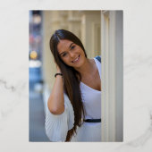 Graduate Class of Abschluss Arch Foto Rose Gold Folieneinladung (Rückseite)