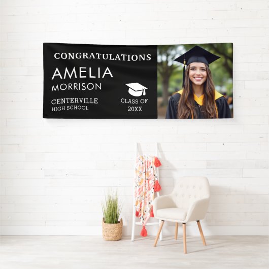 Graduate Class of Abschluss Foto Schwarz-weiß Banner (Insitu)