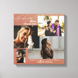 Graduate Class of Foto Collage Pink Glitzer Leinwanddruck