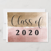 Graduate Class of Gold and Pink Moderner Abschluss Ankündigung (Vorderseite)