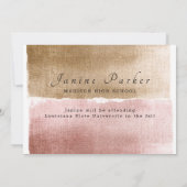 Graduate Class of Gold and Pink Moderner Abschluss Ankündigung (Rückseite)