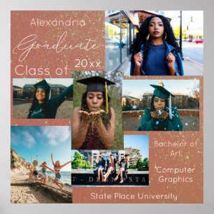 Graduate Class of Uni Foto 3 - Rosa Glitzer Poster
