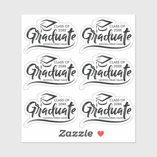 Graduate Class of Year 20XX Custom Abschluss Aufkleber (Blatt)