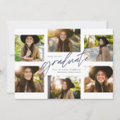 Graduate Collage 6 Foto moderne Marine Abschluss Ankündigung (Vorderseite)
