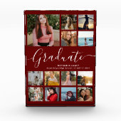Graduate Collage Abschluss Dunkle rote Foto-Block Fotoblock (Vorderseite)