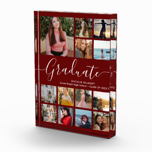 Graduate Collage Abschluss Dunkle rote Foto-Block Fotoblock (Rechts)