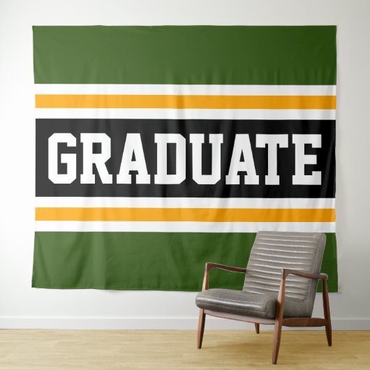 GRADUATE Collegiate Green Black Yellow Stripes Wandteppich (Beispiel (Horizontal))