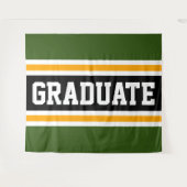 GRADUATE Collegiate Green Black Yellow Stripes Wandteppich (Vorderseite (Horizontal))