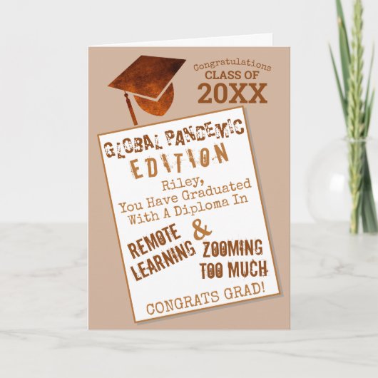 Graduate Copper Global Pandemic Funny Abschluss Karte (Vorderseite)
