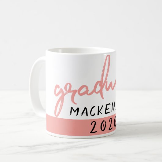 Graduate Coral Script | Handschrift mit Jahr Kaffeetasse (Vorderseite Links)