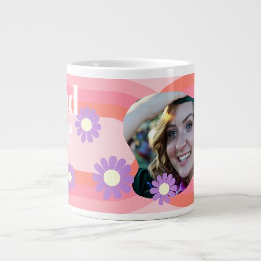 Graduate Daisy Foto Peach Jumbo-Tasse (Vorderseite)