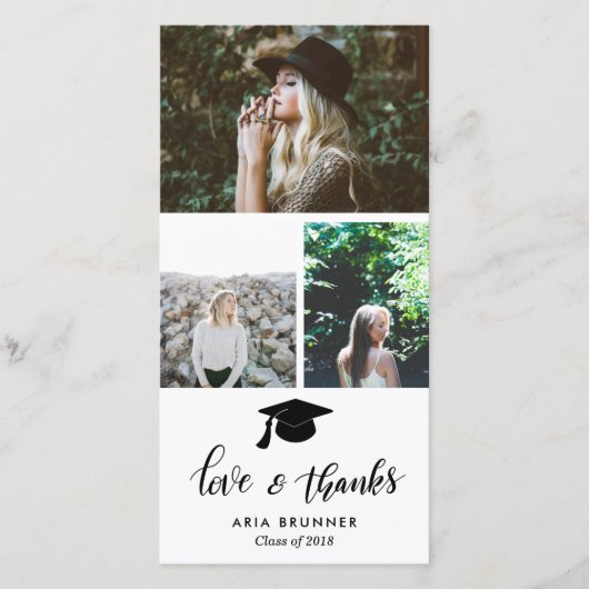 Graduate danke Ihnen drei Foto einfach Ankündigung (Vorderseite)