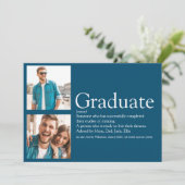 Graduate Definition 2 Foto Modernes Blau Einladung (Stehend Vorderseite)