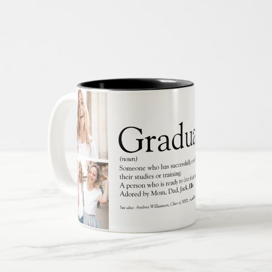 Graduate Definition Foto Collage Moderne Zweifarbige Tasse (Vorderseite Links)
