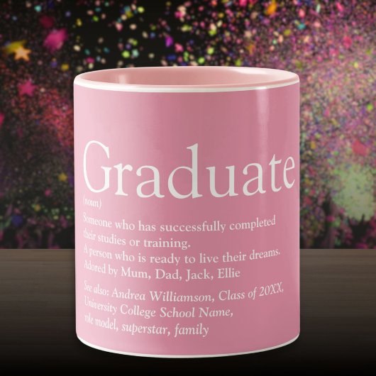 Graduate Definition Moderner Spaß Girly Pink Zweifarbige Tasse