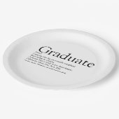 Graduate Definition Schwarz und Weiß Pappteller (Schrägansicht)
