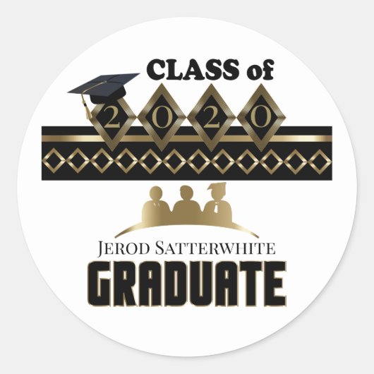 Graduate - DIY Jahr und Name - weiß Runder Aufkleber (Vorderseite)