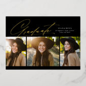 Graduate drei Foto einfache moderne Abschluss Folieneinladung (Vorderseite)
