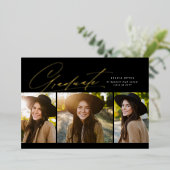 Graduate drei Foto einfache moderne Abschluss Folieneinladung (Stehend vorne)