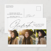 Graduate drei Foto einfache moderne Abschluss Postkarte (Vorne/Hinten)
