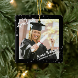 Graduate Editable Black & Stars Zwei-Foto Keramikornament